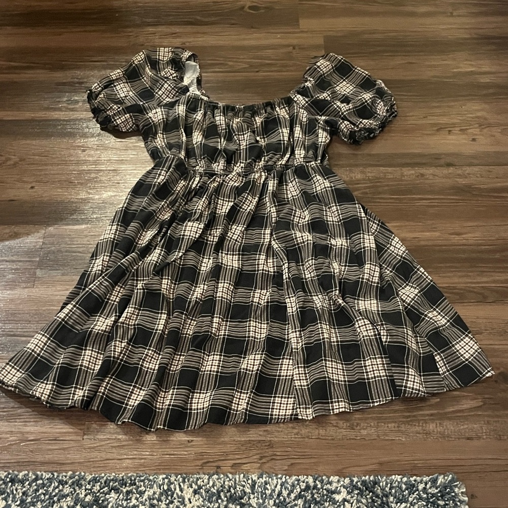 Edgy y2k grunge plaid whimsigoth cottagecore puff sleeve dress torrid 00